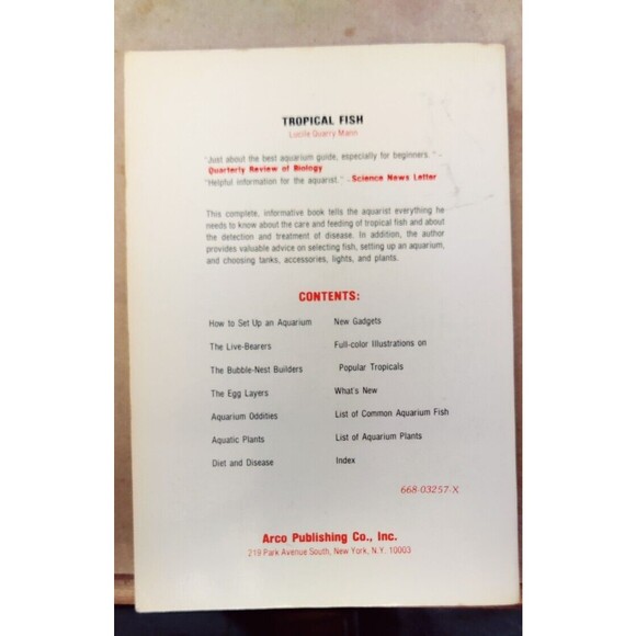 Tropical Fish Book, Lucile Quarry Mann. 1977 Paperback Full Color Illustrations - Picture 3 of 7